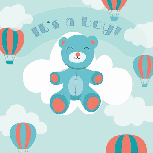 Happy Bear Baby Boy Greeting Card