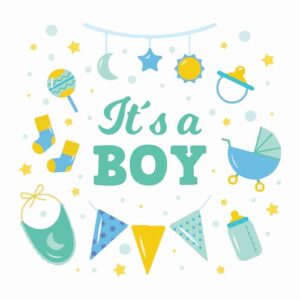 Yellow Blue Baby Boy Greeting Card