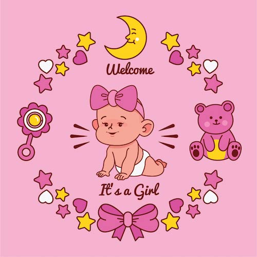 Pink Moon Baby Girl Greeting Card