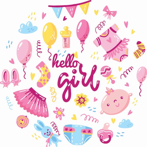 White And Pink Things Baby Girl Greeting Card