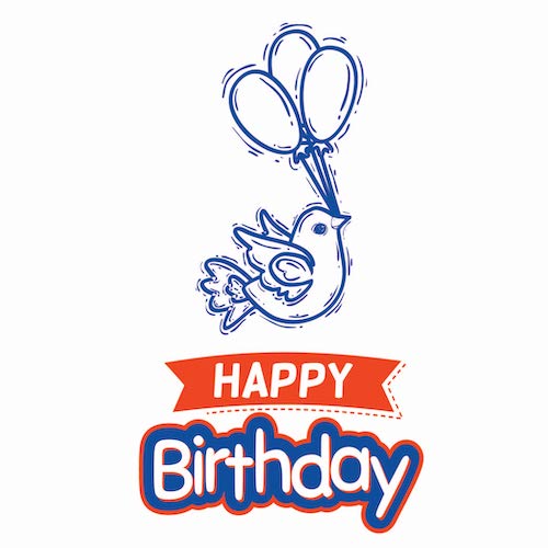 Bird Balloons Birthday Greeting Card