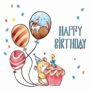 Hamster Cupcake Birthday Greeting Card