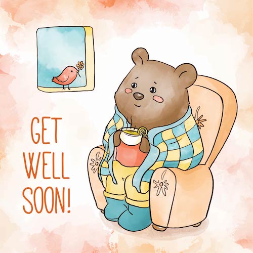 Birdy Bear Get Well Soon Greeting Card