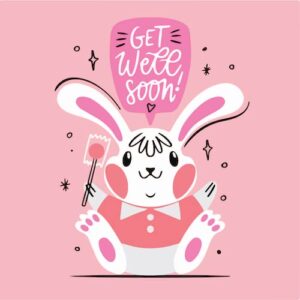 Pink Rabbit Get Well Soon Greeting Card