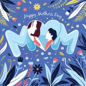 Leafy Blue Mother's Day Greeting Card