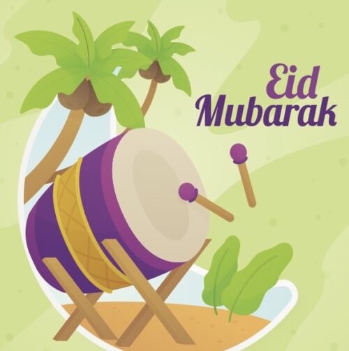 Purple Drums Eid Greeting Card