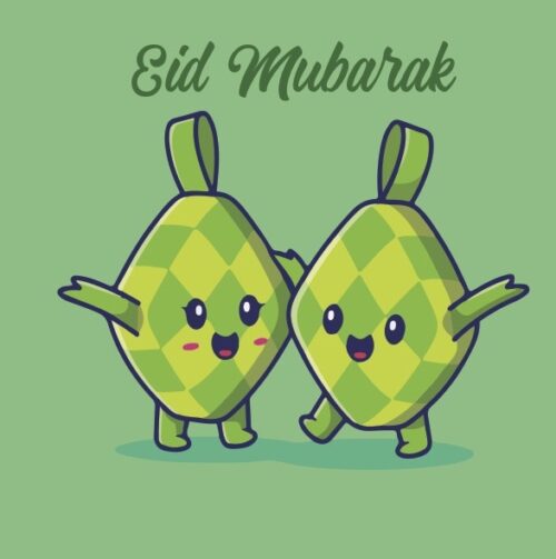 Green Pair Eid Greeting Card