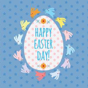 Easter Bunnies and Egg Greeting Card