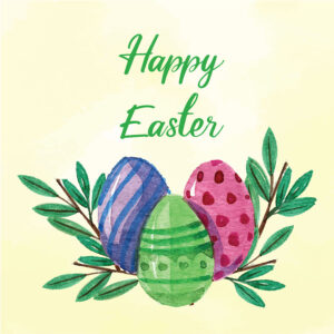 Easter Eggs and Leaves Greeting Card