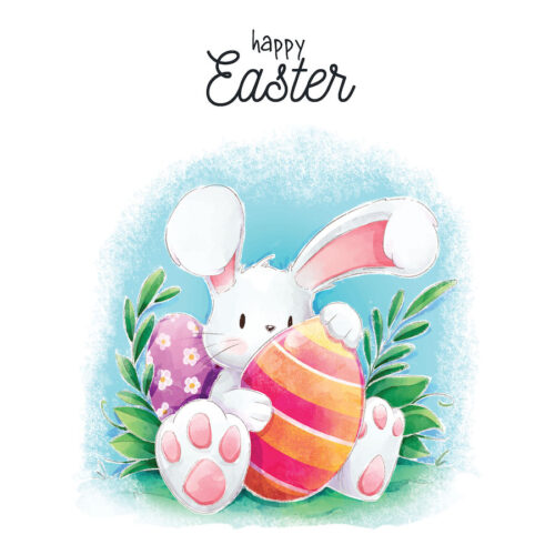 White Easter Bunny Greeting Card