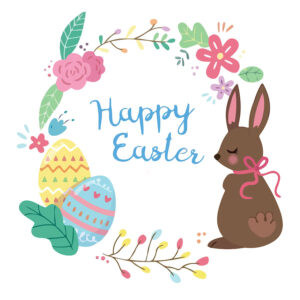 Easter Eggs and Flowers Greeting Card