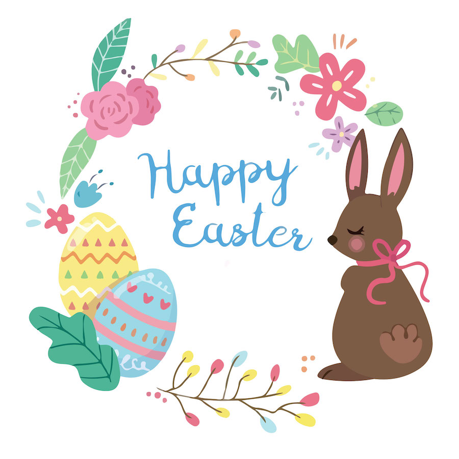 Easter Eggs and Flowers Greeting Card