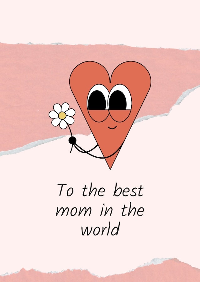 Heart and Flower Mother's Day Greeting Card